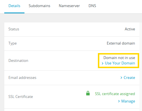 IONOS domain destination