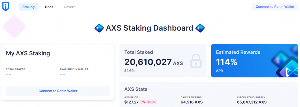 Staking AXS at https://stake.axieinfinity.com/