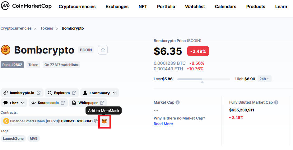 Bomber coin token price and adding BCOIN to MetaMask